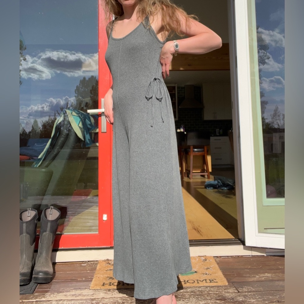 Cozy Grey Tank Jumper Tie Waist